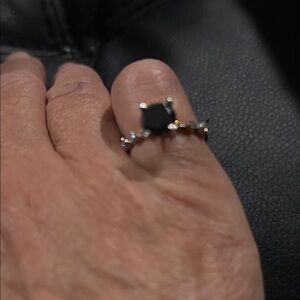 Elegant 1.8k Black Diamond and 10k White Gold Ring